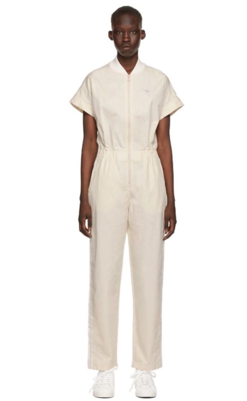 ADIDAS Women's Originals No-dye Jumpsuit Small Off-White Short Sleeve NWT